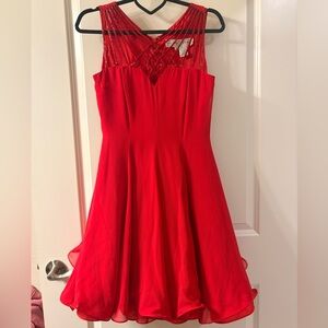 Vintage Lillie Rubin Red Beaded 100% Silk Fit & Flare Cocktail Dress Size 4